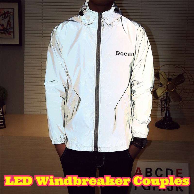 Reflective Running Jacket - Kurtka wiatrówka LED dla par, odblaskowa